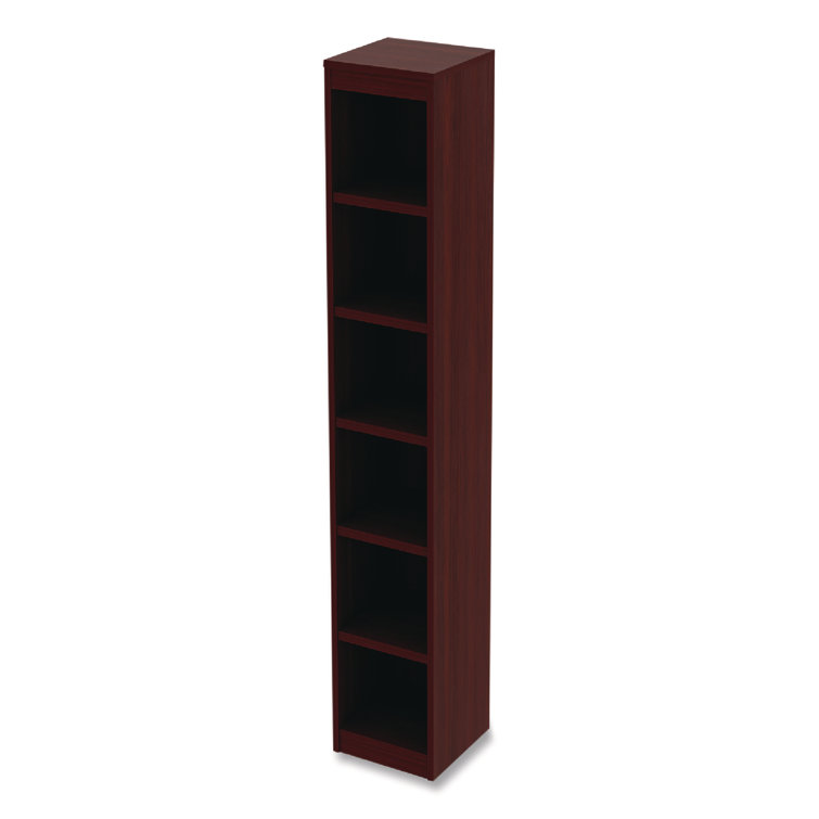Mahogany Narrow Profile Six-Shelf Adjustable Bookcase