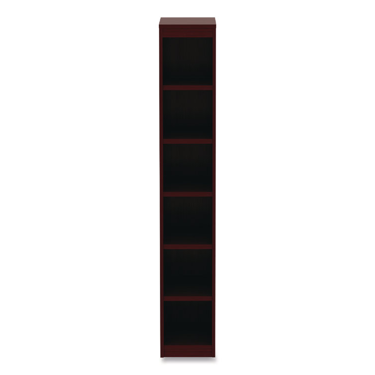 Mahogany Narrow Profile Six-Shelf Adjustable Bookcase