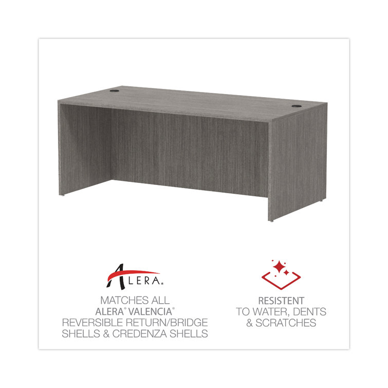 Valencia 71'' Gray Commercial Laminate Desk Shell with Filing Cabinet