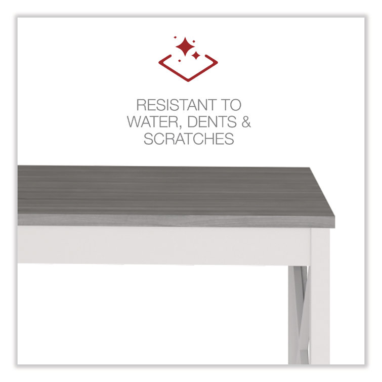 Gray Wood Writing Desk with Drawer and X Accents