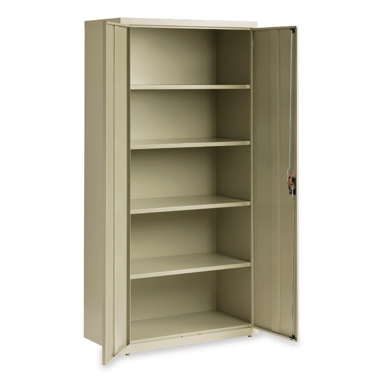 Sleek 80'' Black Steel Lockable Storage Cabinet with Adjustable Shelving