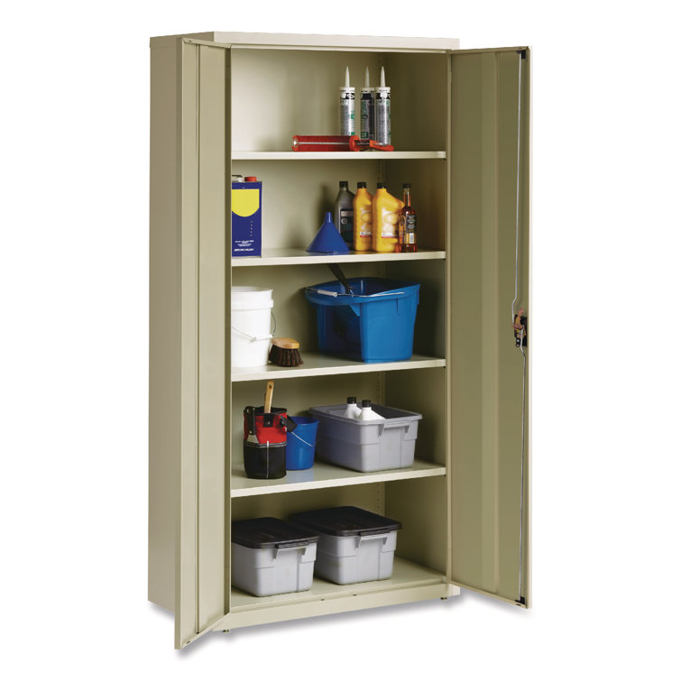 Sleek 80'' Black Steel Lockable Storage Cabinet with Adjustable Shelving