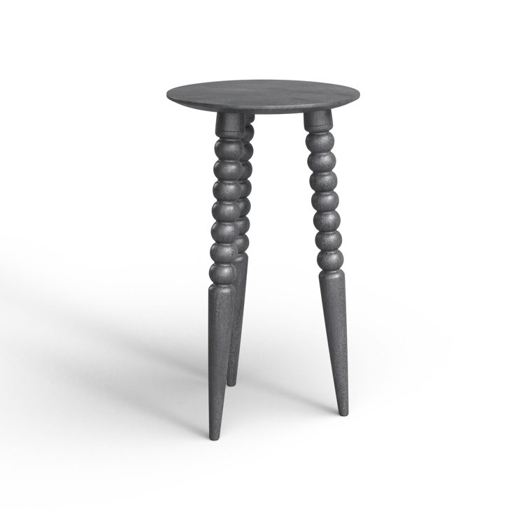Espresso Bohemian Round Wood Accent Table with Carved Legs