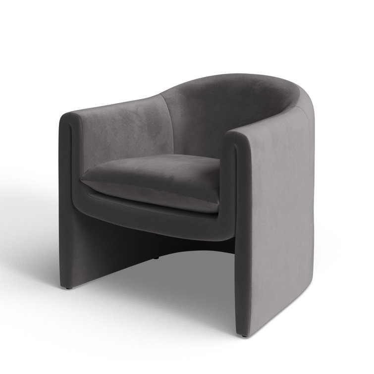 Olivia Dark Grey Velvet Contoured Accent Chair