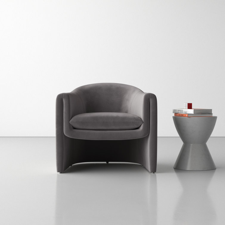Olivia Dark Grey Velvet Contoured Accent Chair