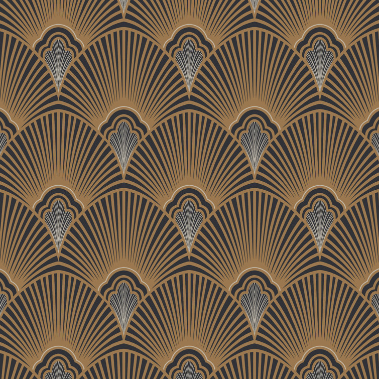 Sublime Art Deco Black and Gold Vinyl Wallpaper Roll