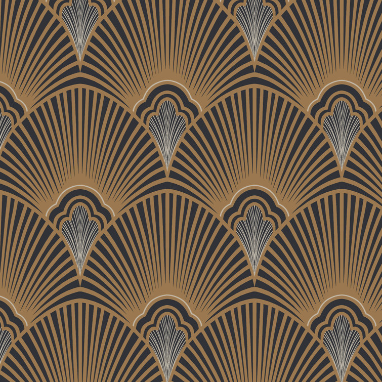 Sublime Art Deco Black and Gold Vinyl Wallpaper Roll