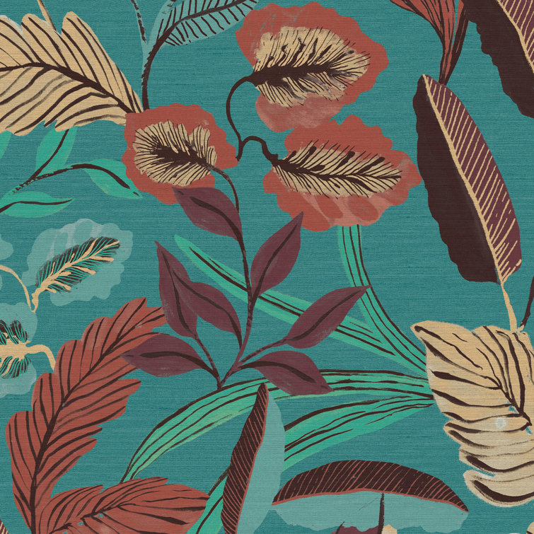Sublime Paradise Arts Blue Floral Non-Pasted Vinyl Wallpaper