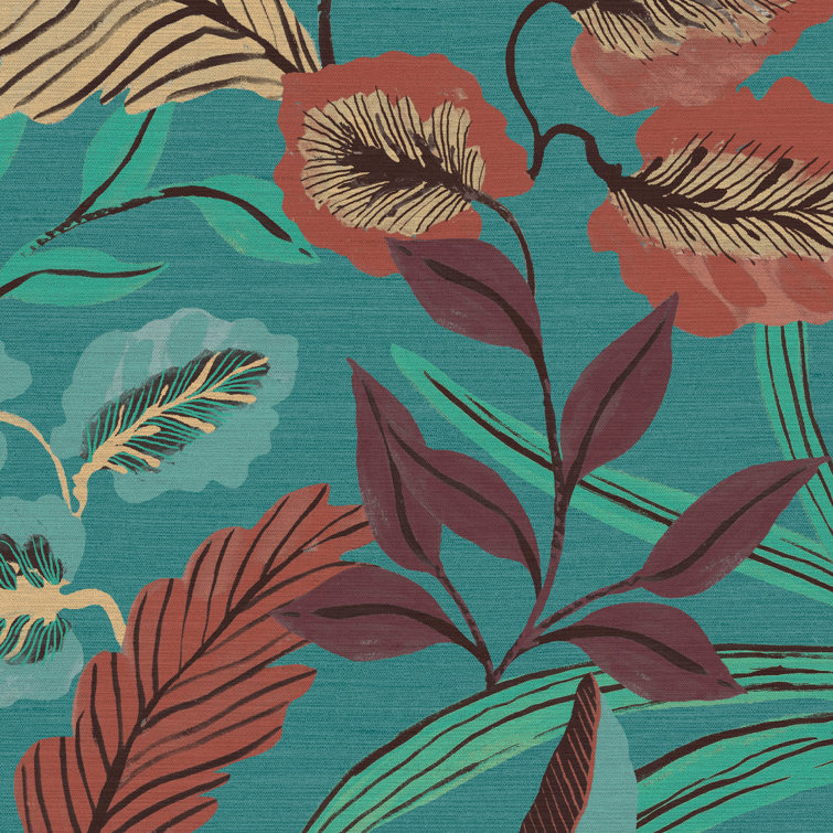 Sublime Paradise Arts Blue Floral Non-Pasted Vinyl Wallpaper