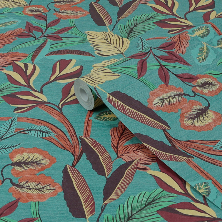 Sublime Paradise Arts Blue Floral Non-Pasted Vinyl Wallpaper