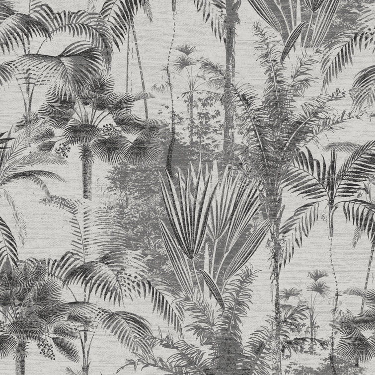 Sublime Black and Gray Non-Woven Jungle Texture Wallpaper