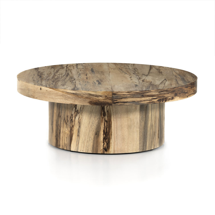 Contemporary Hudson 40'' Round Brown Wood Coffee Table with Storage
