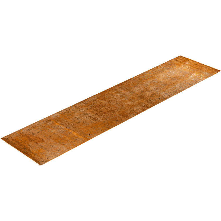 Handmade Gold Wool Runner Rug 2'8" x 11'5"