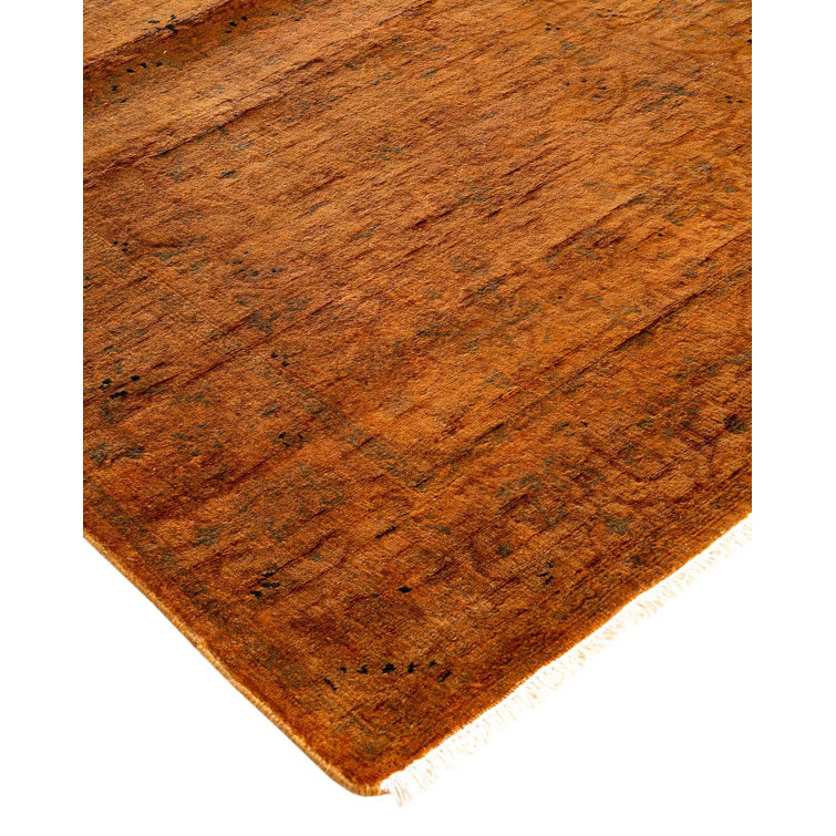 Handmade Gold Wool Runner Rug 2'8" x 11'5"