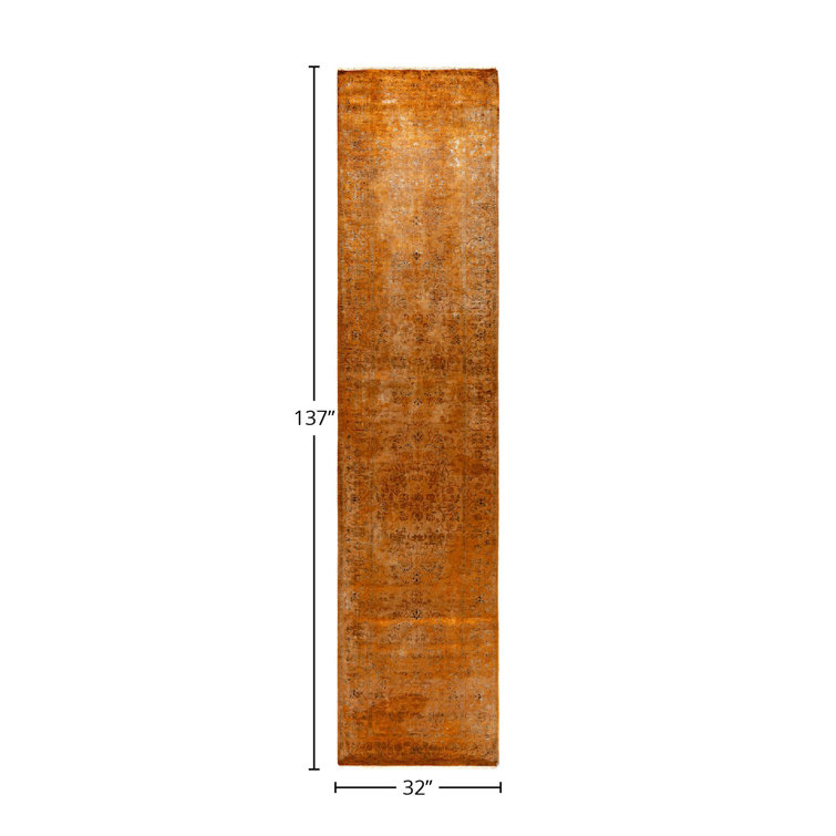 Handmade Gold Wool Runner Rug 2'8" x 11'5"