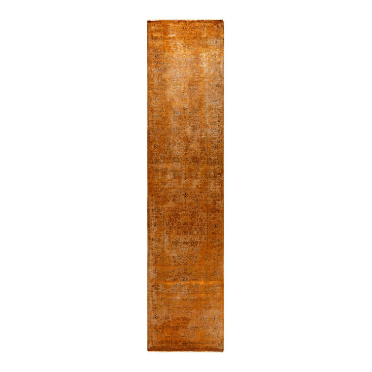 Handmade Gold Wool Runner Rug 2'8" x 11'5"