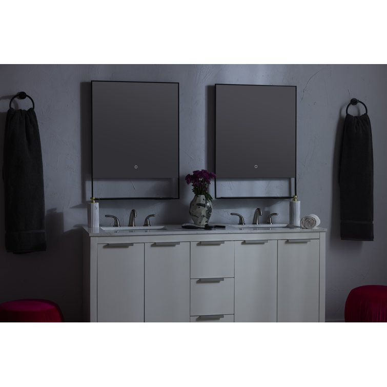 Castore 32" Matte Black Square LED Bathroom Vanity Mirror