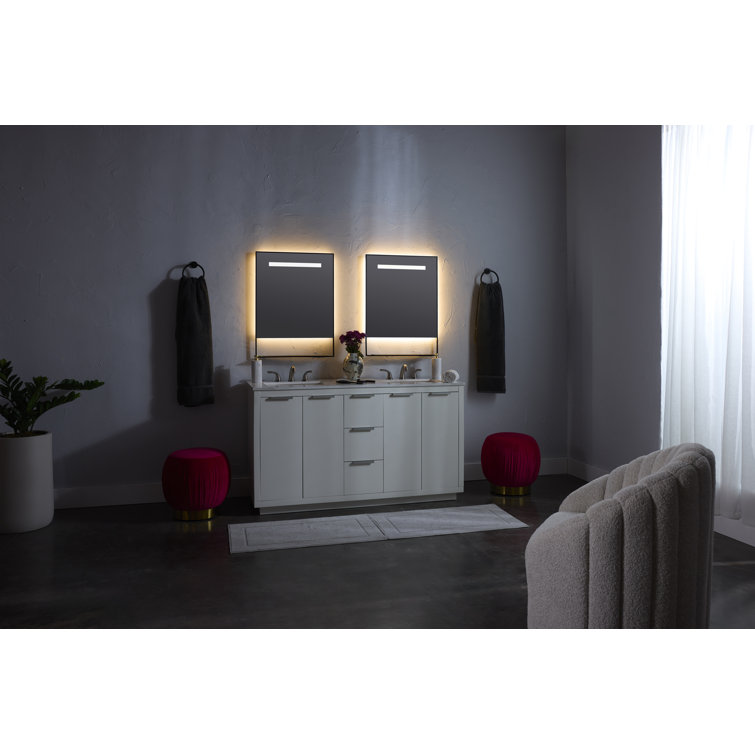 Castore 32" Matte Black Square LED Bathroom Vanity Mirror