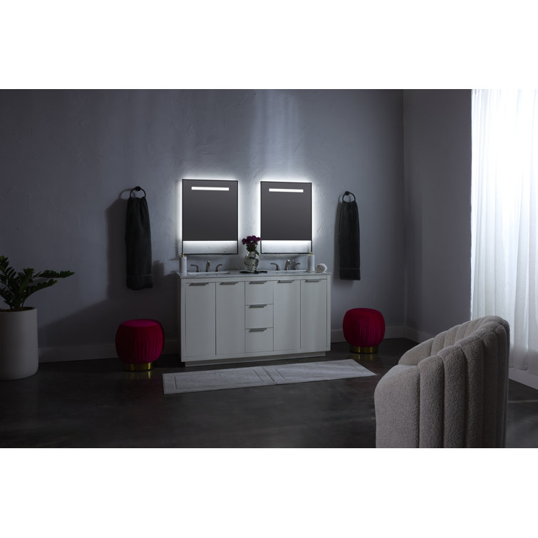Castore 32" Matte Black Square LED Bathroom Vanity Mirror