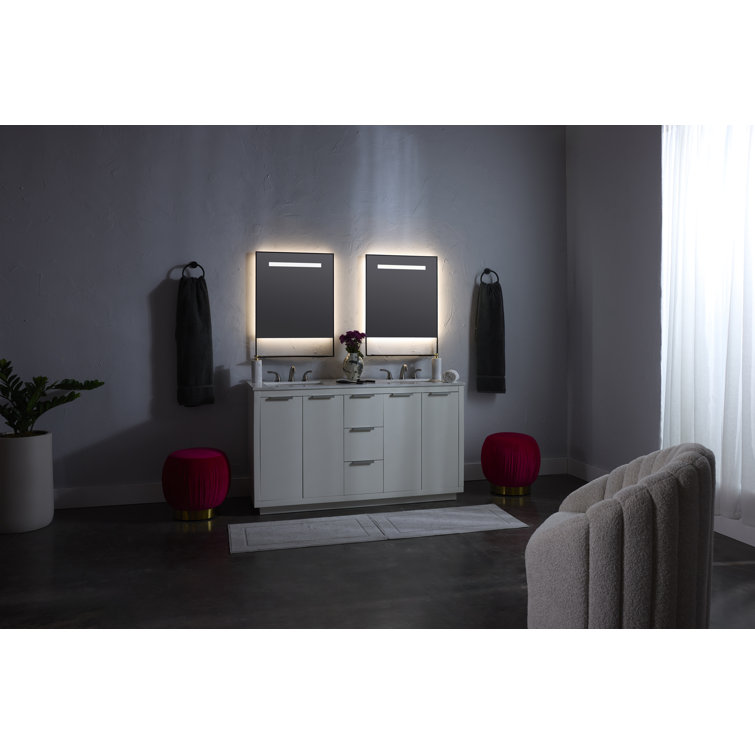 Castore 32" Matte Black Square LED Bathroom Vanity Mirror