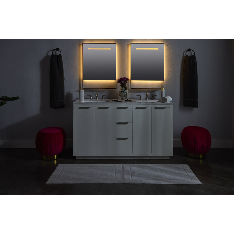 Castore 32" Matte Black Square LED Bathroom Vanity Mirror