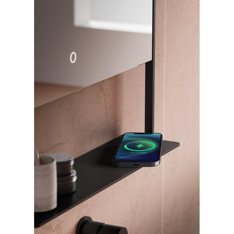 Castore 32" Matte Black Square LED Bathroom Vanity Mirror