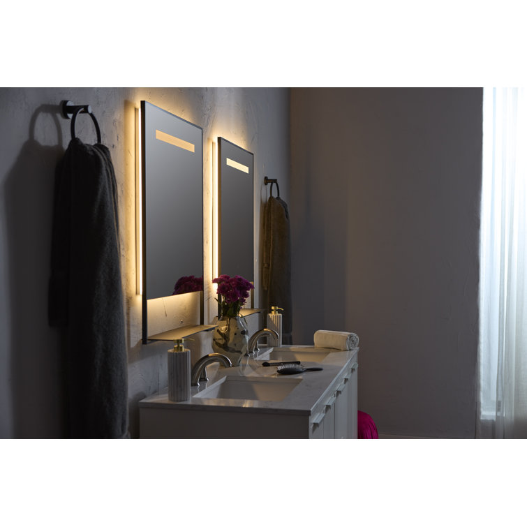 Castore 32" Matte Black Square LED Bathroom Vanity Mirror
