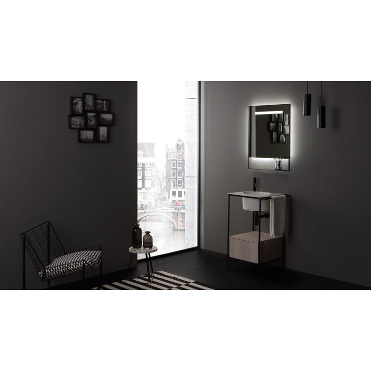 Castore 32" Matte Black Square LED Bathroom Vanity Mirror
