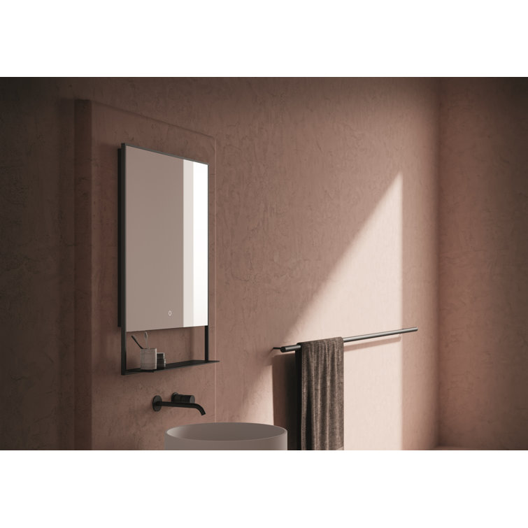 Castore 32" Matte Black Square LED Bathroom Vanity Mirror
