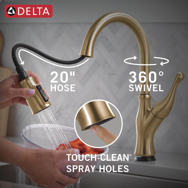 Champagne Bronze Touch Kitchen Faucet with Pull-out Spray