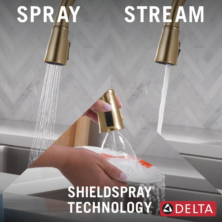 Champagne Bronze Touch Kitchen Faucet with Pull-out Spray