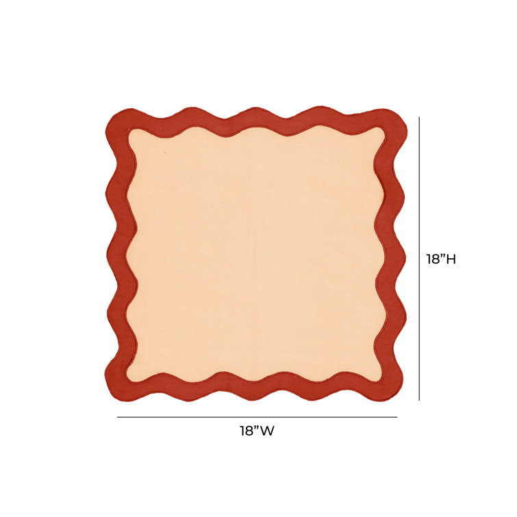 Scalloped Edge Rust and Orange Cotton Rectangular Placemat Set