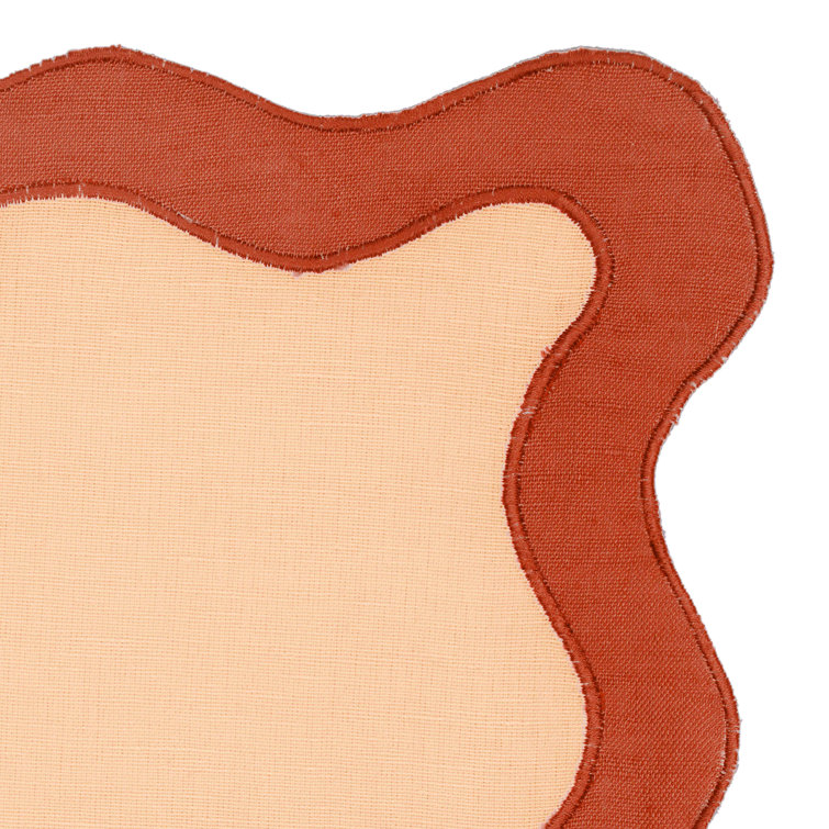 Scalloped Edge Rust and Orange Cotton Rectangular Placemat Set