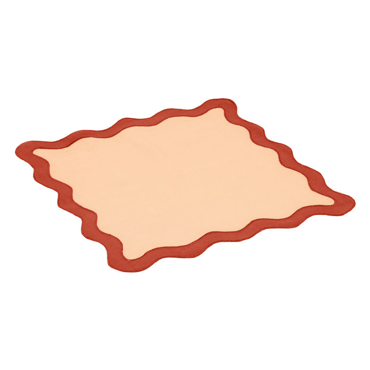 Scalloped Edge Rust and Orange Cotton Rectangular Placemat Set