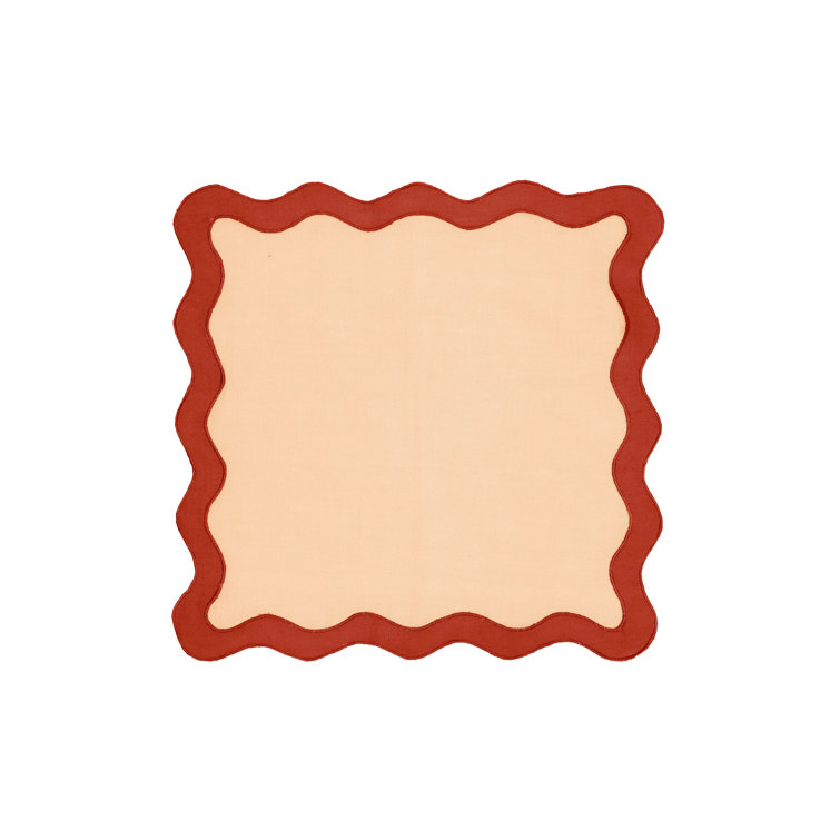 Scalloped Edge Rust and Orange Cotton Rectangular Placemat Set