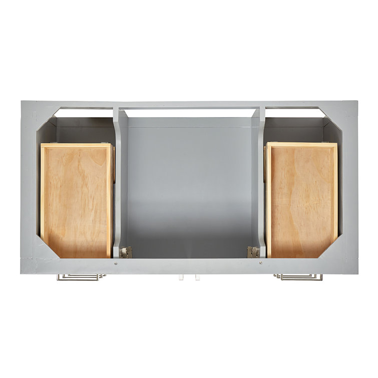 Gray Solid Wood 42'' Single Freestanding Bathroom Vanity Base