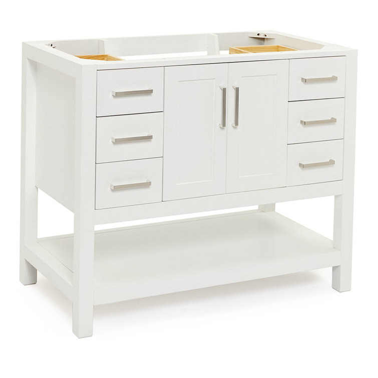 White Solid Wood Freestanding Single Bathroom Vanity Base