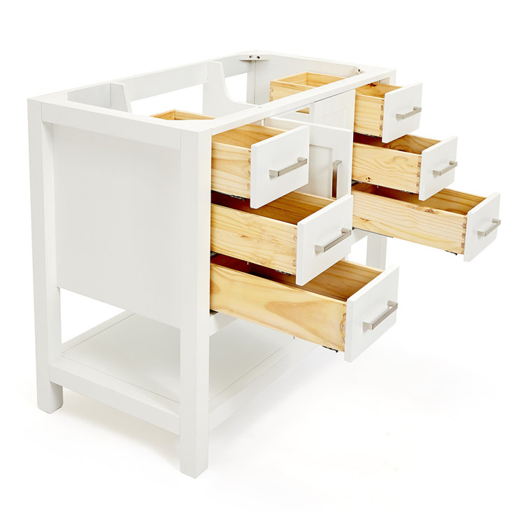 White Solid Wood Freestanding Single Bathroom Vanity Base