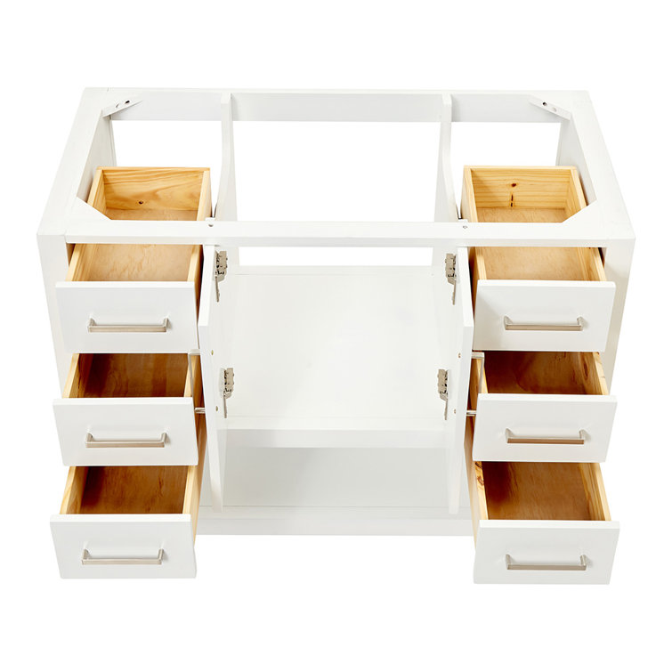 White Solid Wood Freestanding Single Bathroom Vanity Base