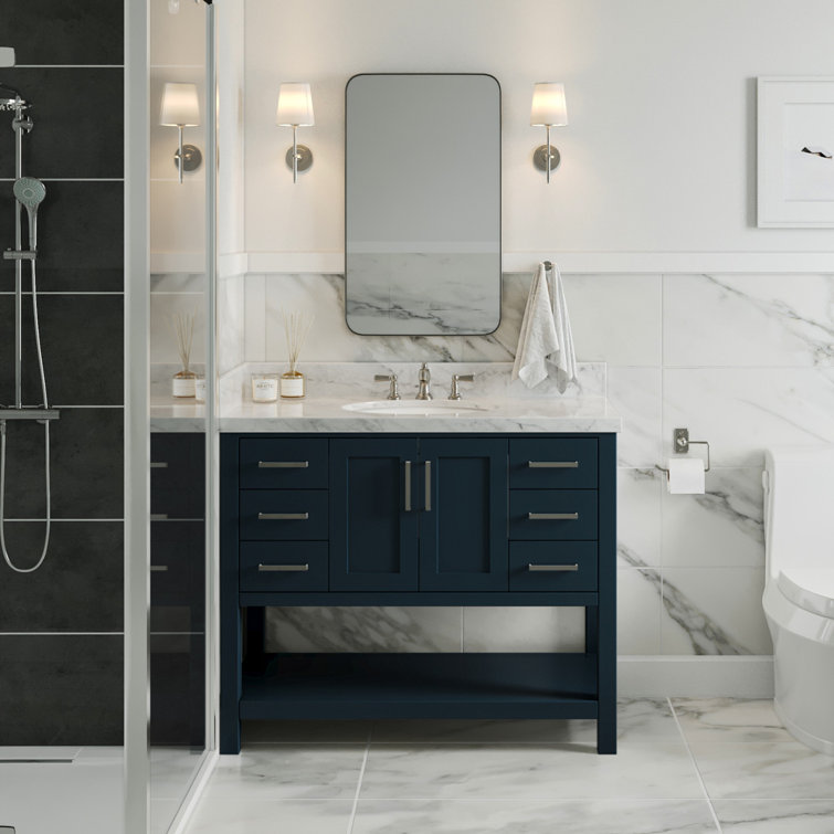 Midnight Blue 42'' Single Freestanding Bathroom Vanity Base