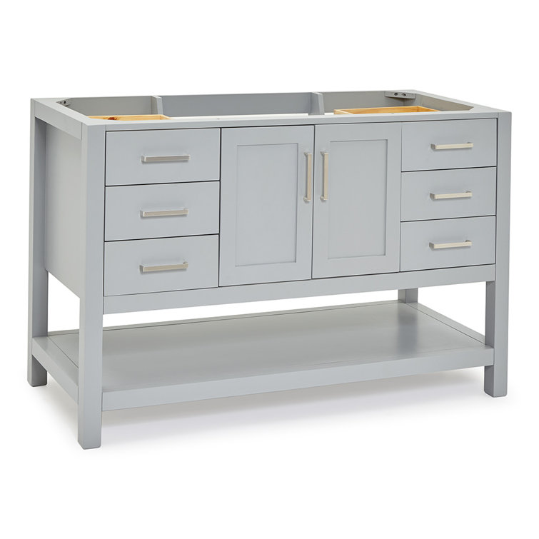Gray Solid Wood Single Freestanding Bathroom Vanity Base