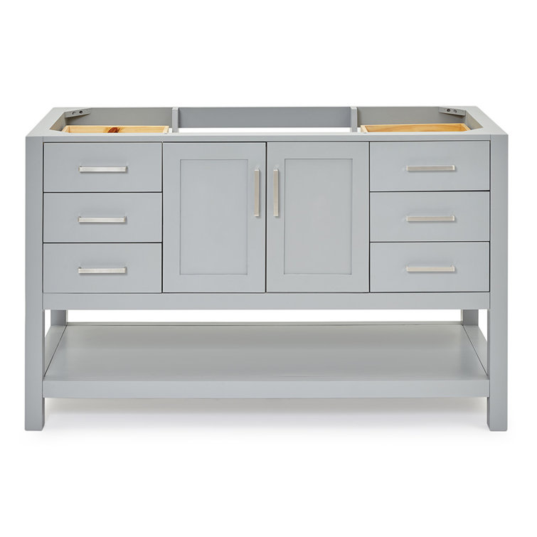 Gray Solid Wood Single Freestanding Bathroom Vanity Base