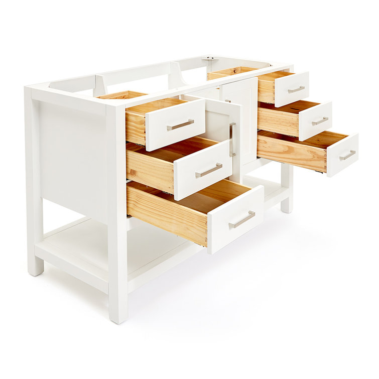 Magnolia 54-Inch White Solid Wood Single Bathroom Vanity Base