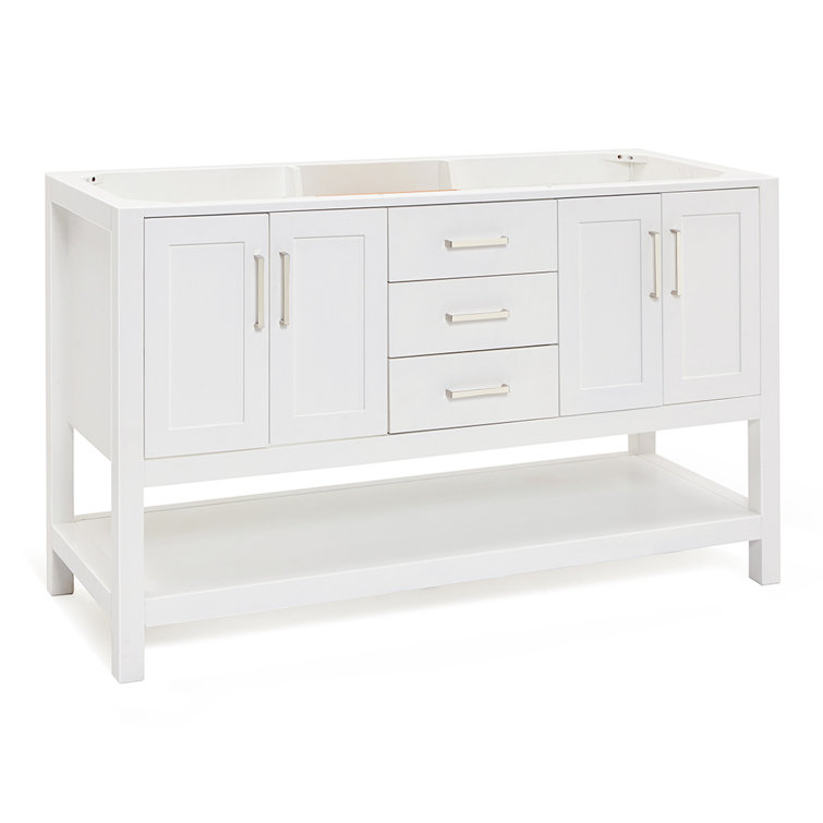 60'' White Double Freestanding Bathroom Vanity Base