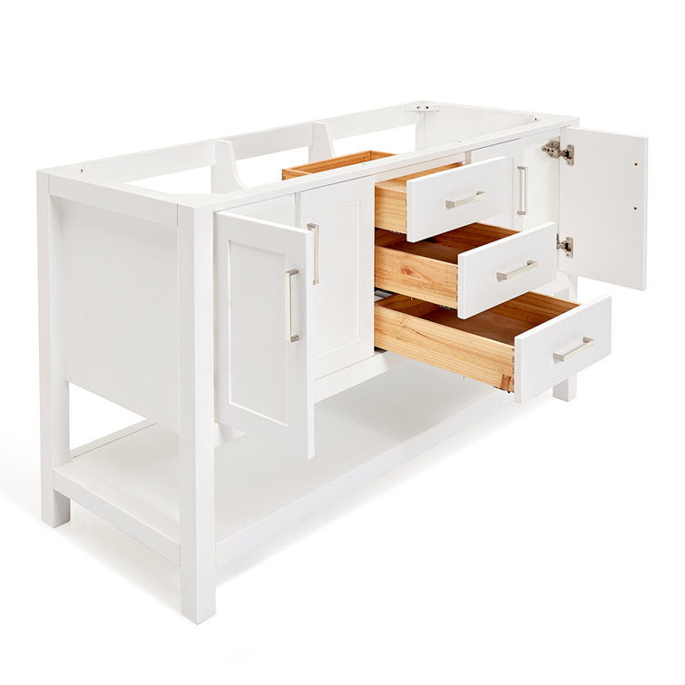 60'' White Double Freestanding Bathroom Vanity Base