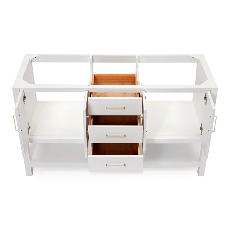 60'' White Double Freestanding Bathroom Vanity Base