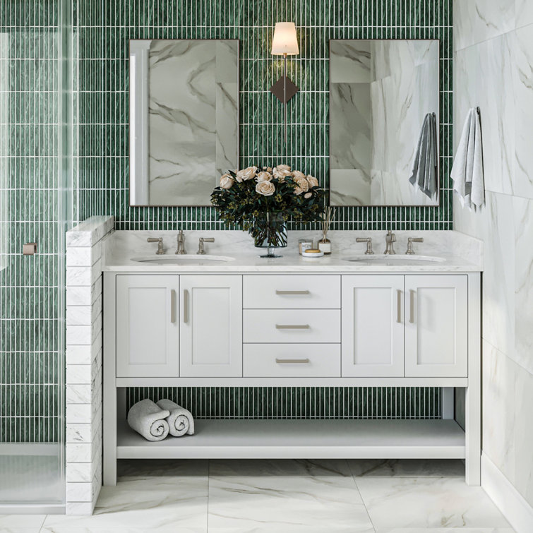 60'' White Double Freestanding Bathroom Vanity Base