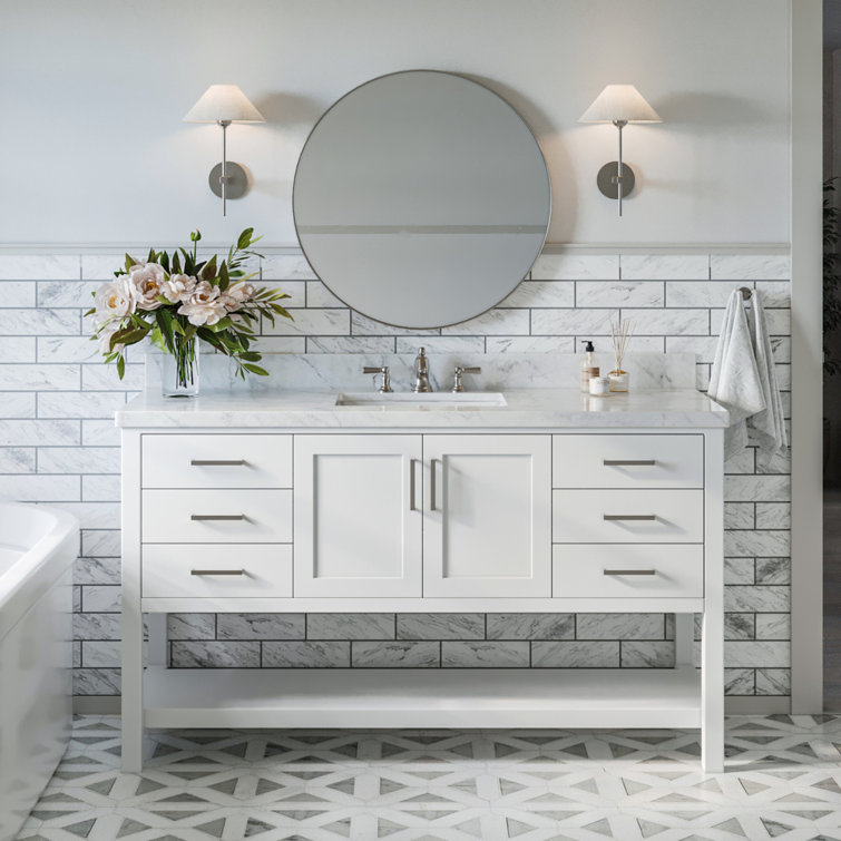 Magnolia 60'' White Single Freestanding Bathroom Vanity Base