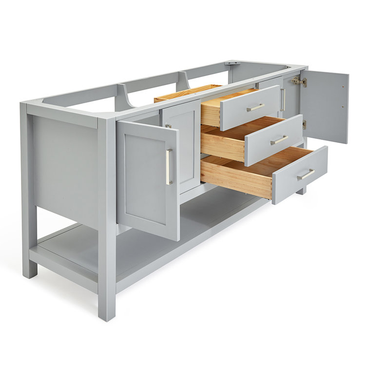 Magnolia 72" Double Freestanding Grey Wood Bathroom Vanity