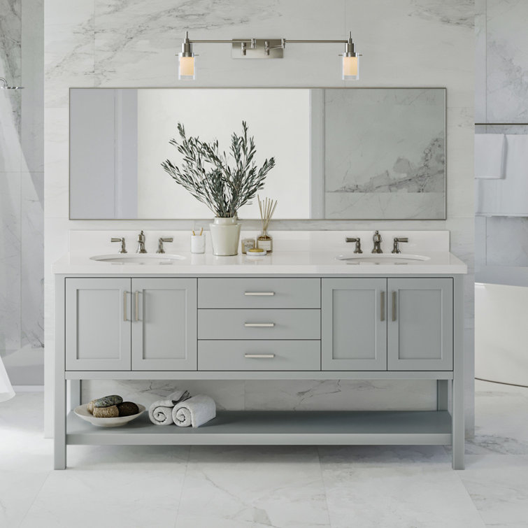 Magnolia 72" Double Freestanding Grey Wood Bathroom Vanity